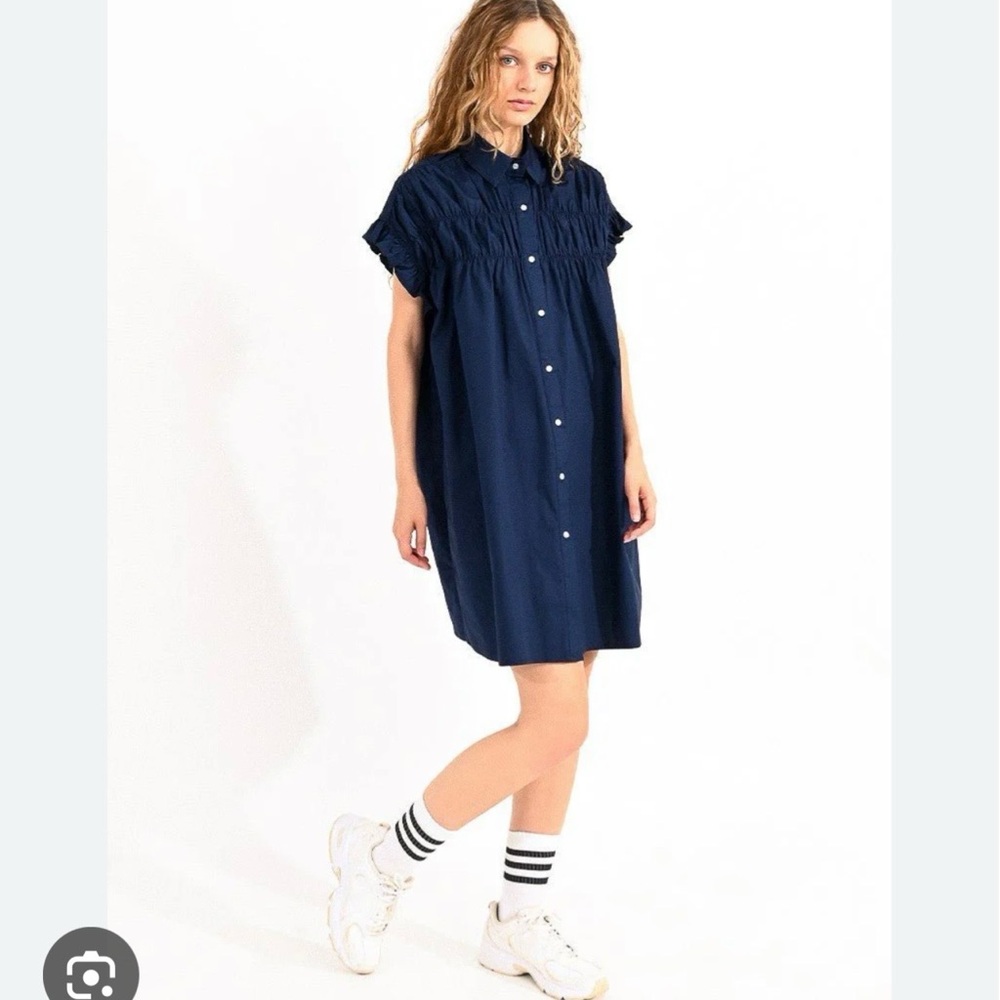 Elegant Navy Blue Ruffled Mini Dress